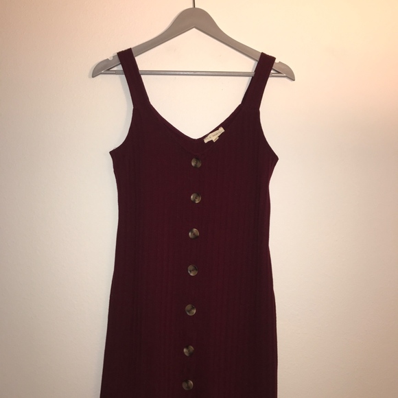 PacSun Burgundy Ribbed Button Front Dress - Picture 4 of 4
